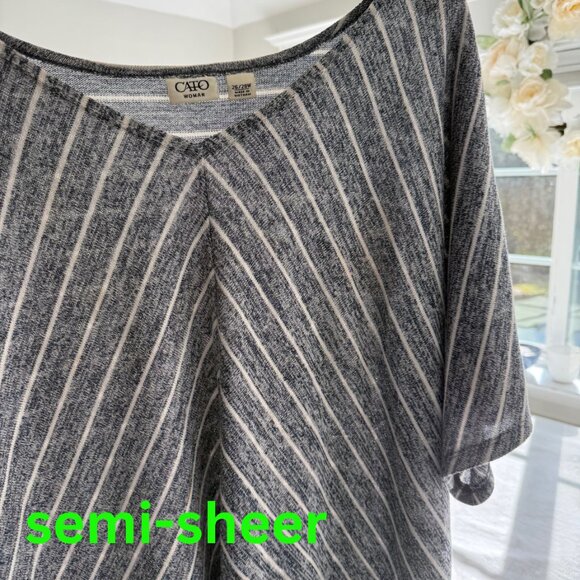 Cato Woman | Blue Striped Semi-Sheer Doman Top | Plus Size 26/28W - Picture 4 of 4